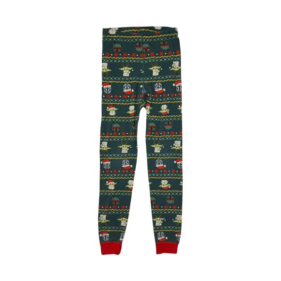 HANNA ANDERSSON STAR WARS Mandalorian Holiday Green Stripe Pajama Pant Sz 10 140 - Picture 1 of 3